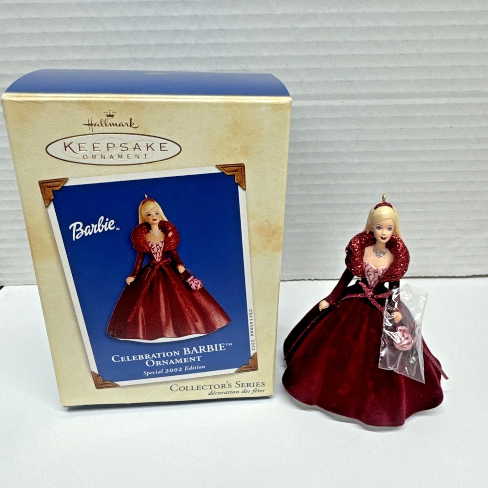 Hallmark Ornament Celebration Barbie #3 Special 2002 Edition  Red Gown New